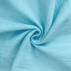 Ткань Муслин Жатый, цвет Небесно-голубой (на отрез)  в Миассе