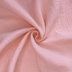 Ткань Муслин Жатый, цвет Нежно-Розовый (на отрез)  в Миассе